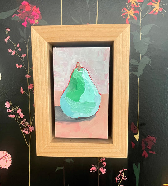 Original Oil Painting, Green Pastel Pear