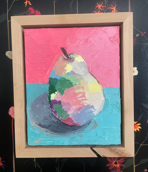 Original Oil Painting, Colorful Pear