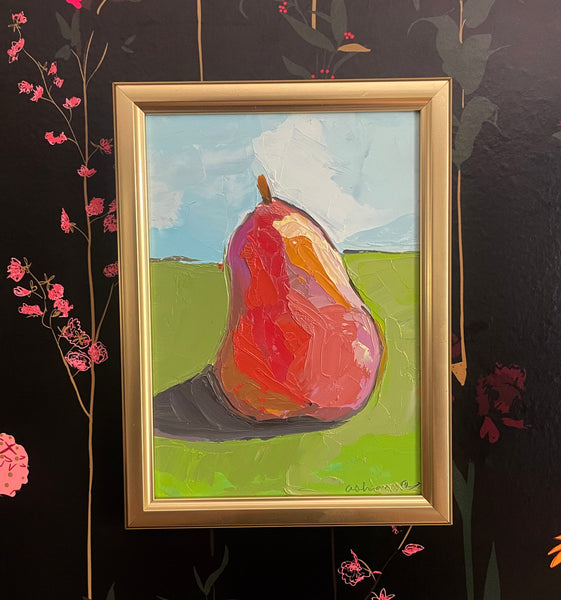 Original Oil Painting, Sitting Pear