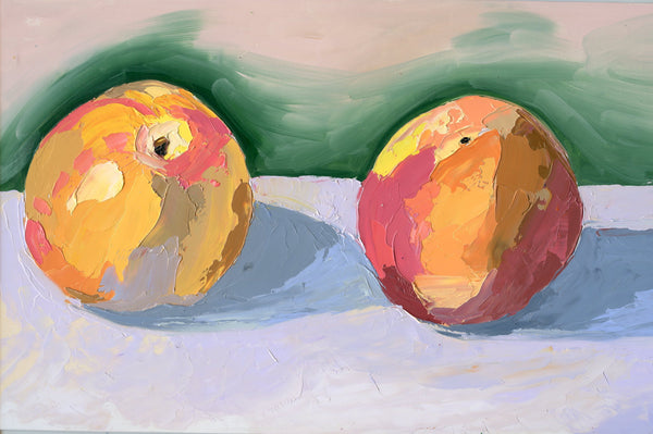 Two Peaches Original Oil Painting